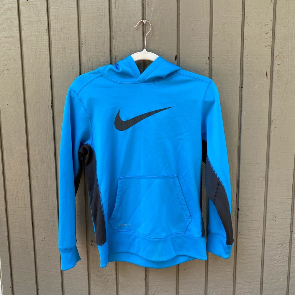 Nike Youth Blue/Grey Swoosh Logo Hoodie - Large